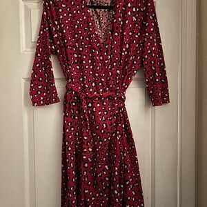 LuLaRoe Pink and Black Leopard Print Wrap Dress